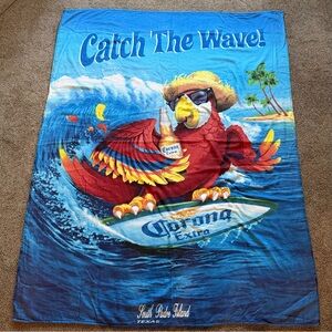 Corona Beer Large Beach Pool Towel Parrot Surfboard South Padre Island Texas New